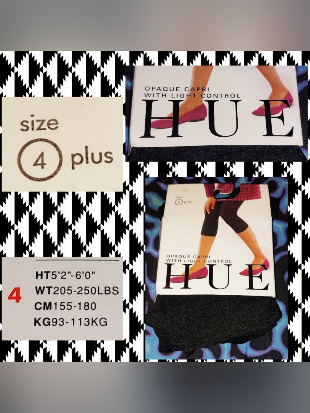 Hue brand Black Light Control Opaque Capri Leggings Sz 4 Plus